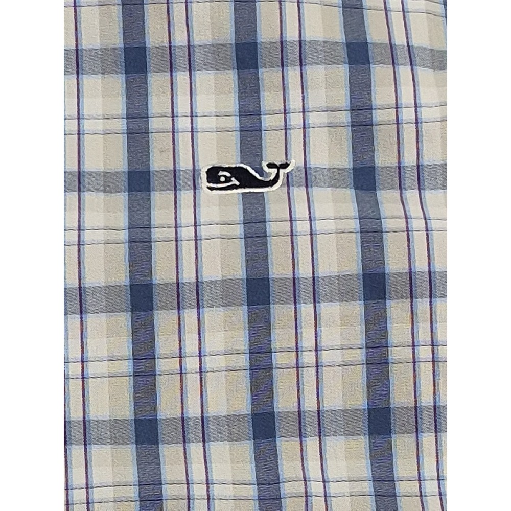 Vineyard Vines Mens Large Blue White Plaid Slim Fit Whale Shirt‎ Long Sleeve - Picture 4 of 7